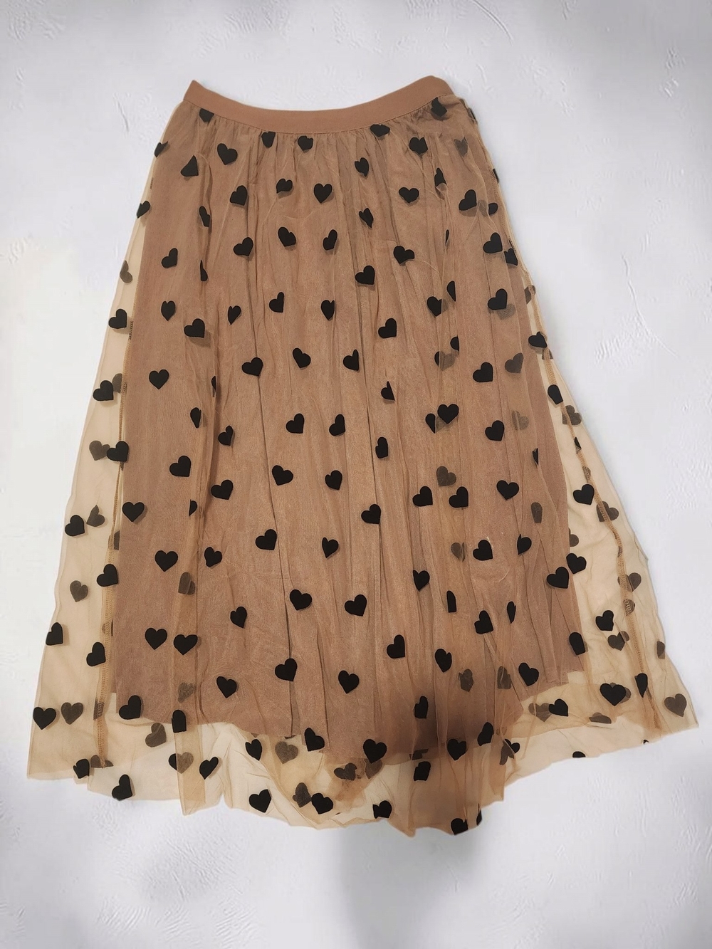 NWT Cupshe Heart Print Mesh Midi Skirt Size M - Picture 2 of 5
